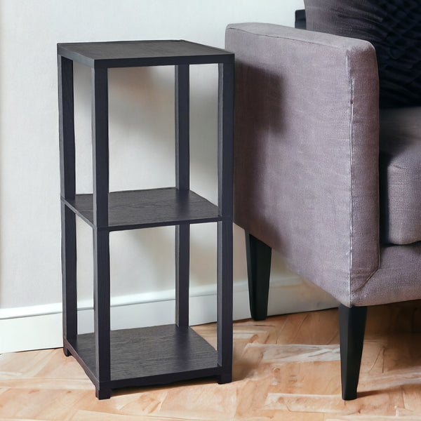 Homeroots 28" Black Square End Table With Two Shelves   372927