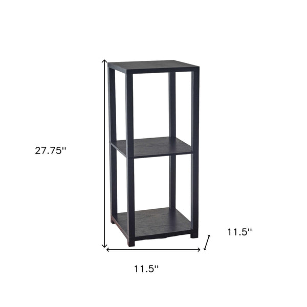 Homeroots 28" Black Square End Table With Two Shelves   372927