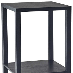 Homeroots 28" Black Square End Table With Two Shelves   372927