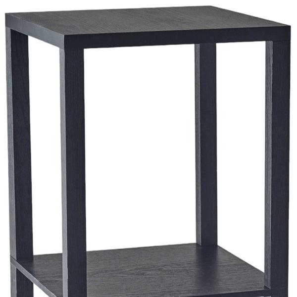 Homeroots 28" Black Square End Table With Two Shelves   372927