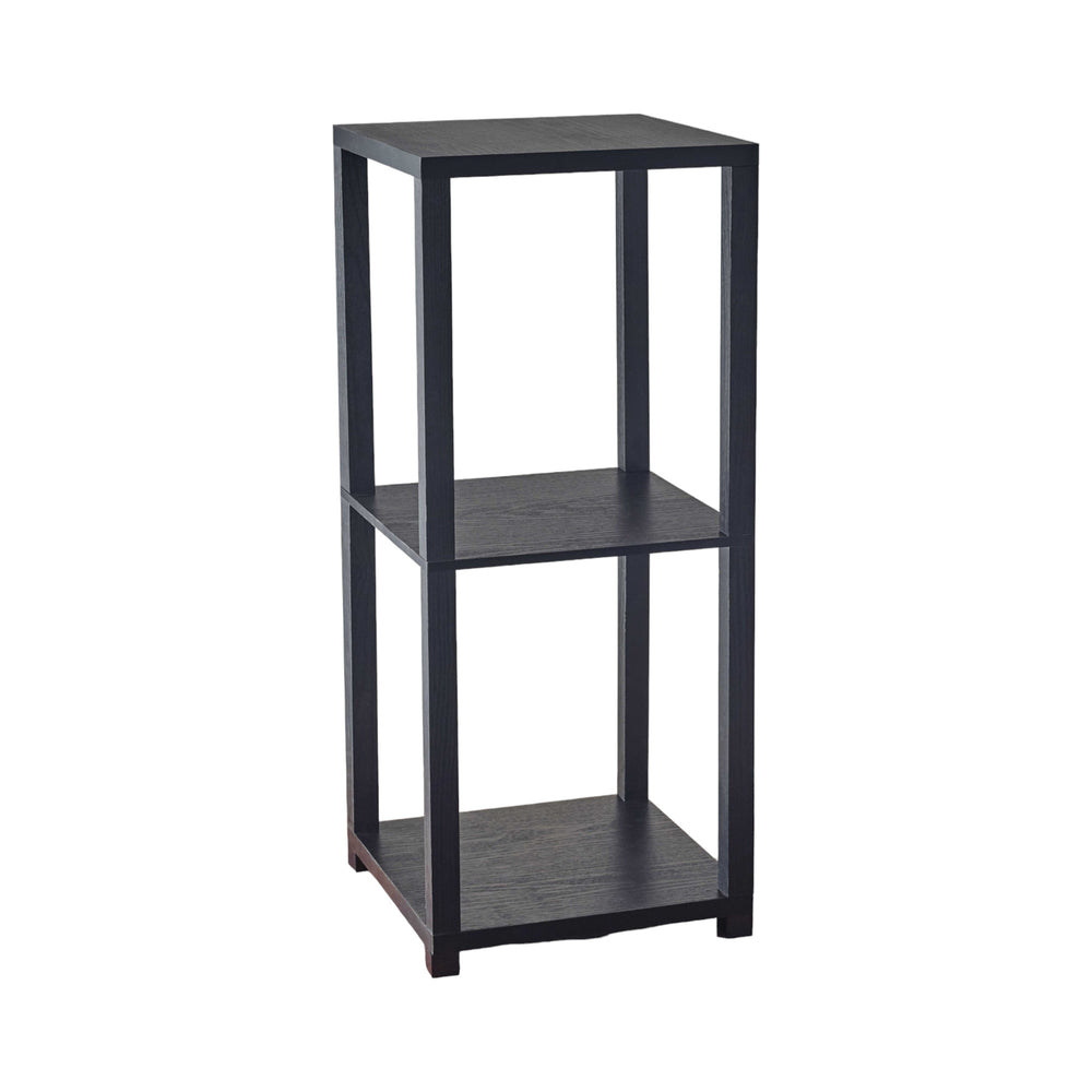 Homeroots 28" Black Square End Table With Two Shelves   372927