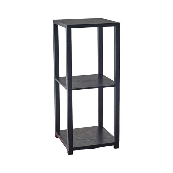 Homeroots 28" Black Square End Table With Two Shelves   372927