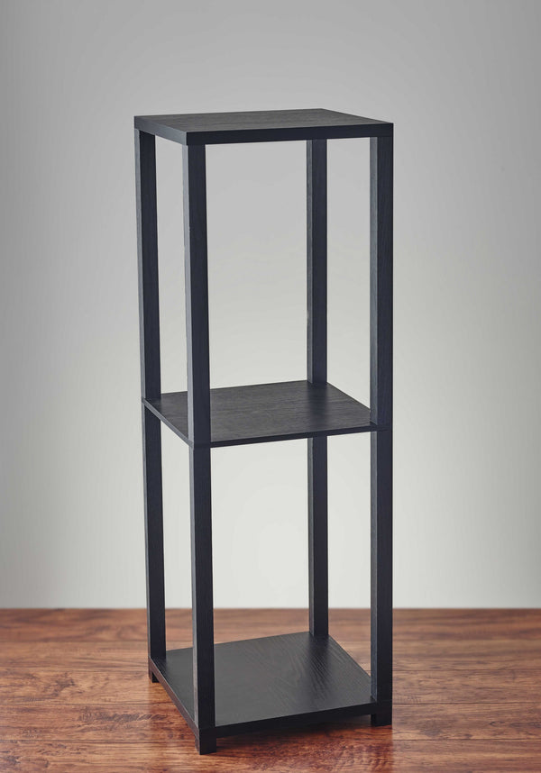 Homeroots 35" Black Solid Wood Square End Table With Two Shelves   372928