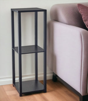 HomeRoots 35" Black Solid Wood End Table – Modern Minimalist Design with 3 Tiers for Stylish Storage Solutions 372928
