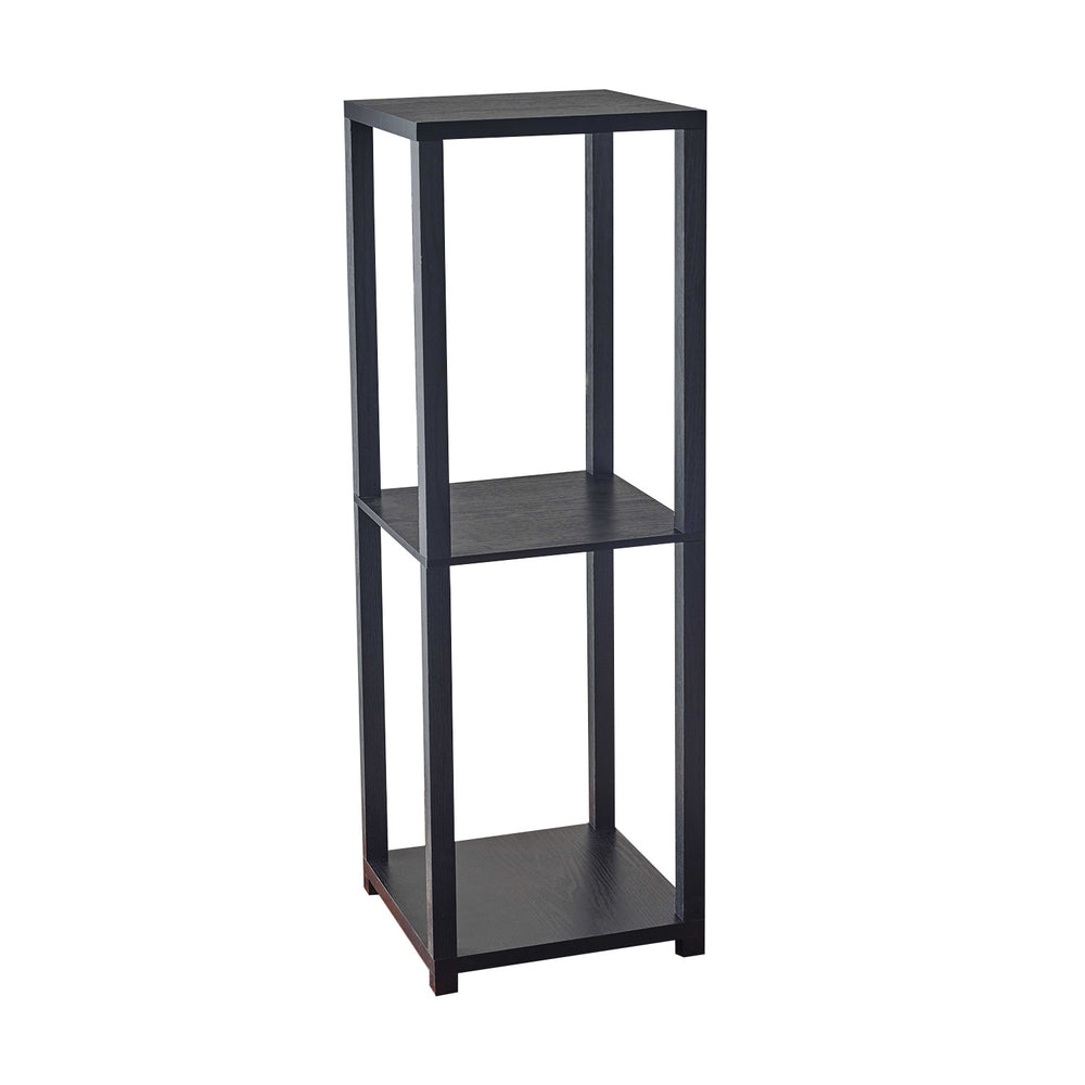Homeroots 35" Black Solid Wood Square End Table With Two Shelves   372928