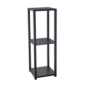 Homeroots 35" Black Solid Wood Square End Table With Two Shelves   372928