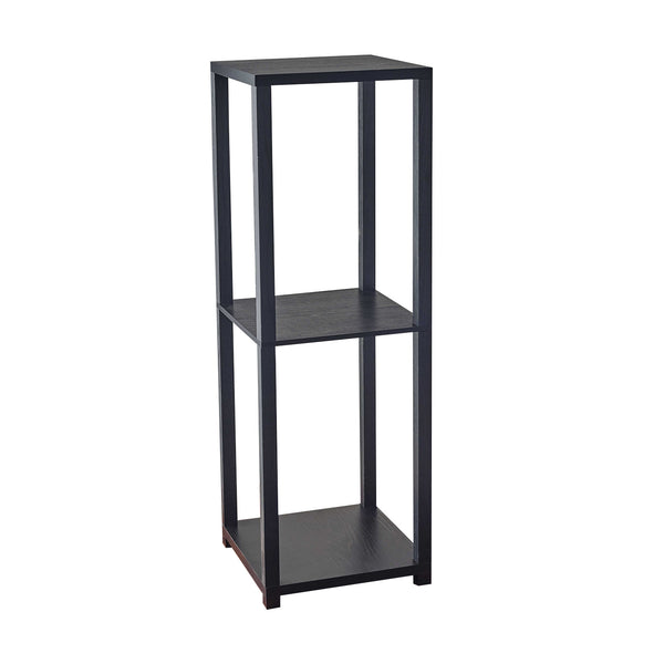 Homeroots 35" Black Solid Wood Square End Table With Two Shelves   372928