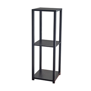 Homeroots 35" Black Solid Wood Square End Table With Two Shelves   372928