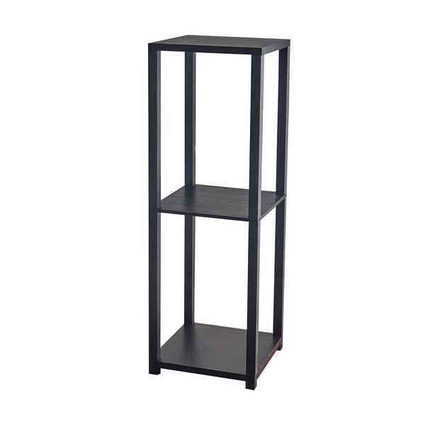 Homeroots 35" Black Solid Wood Square End Table With Two Shelves   372928