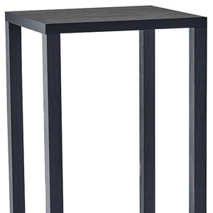 Homeroots 35" Black Solid Wood Square End Table With Two Shelves   372928