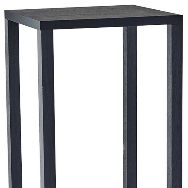 Homeroots 35" Black Solid Wood Square End Table With Two Shelves   372928