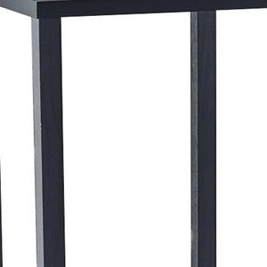 Homeroots 35" Black Solid Wood Square End Table With Two Shelves   372928
