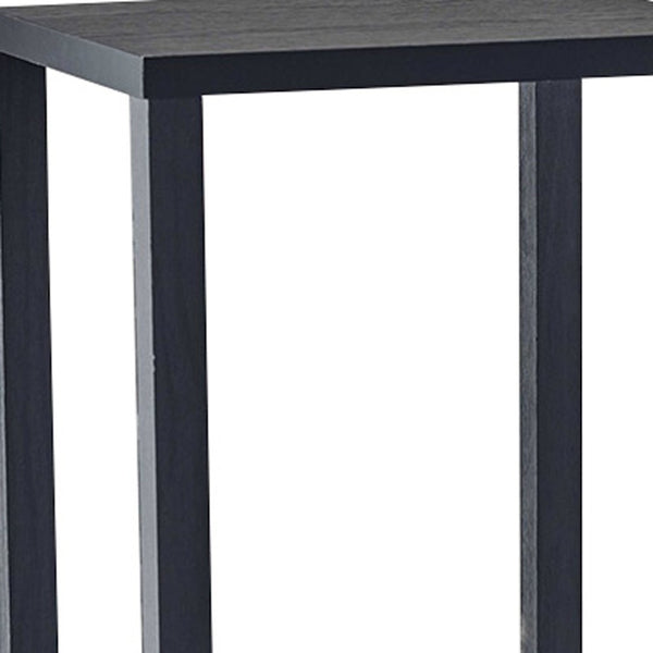 Homeroots 35" Black Solid Wood Square End Table With Two Shelves   372928