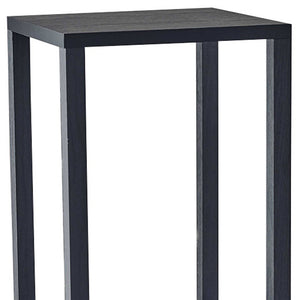 Homeroots 35" Black Solid Wood Square End Table With Two Shelves   372928
