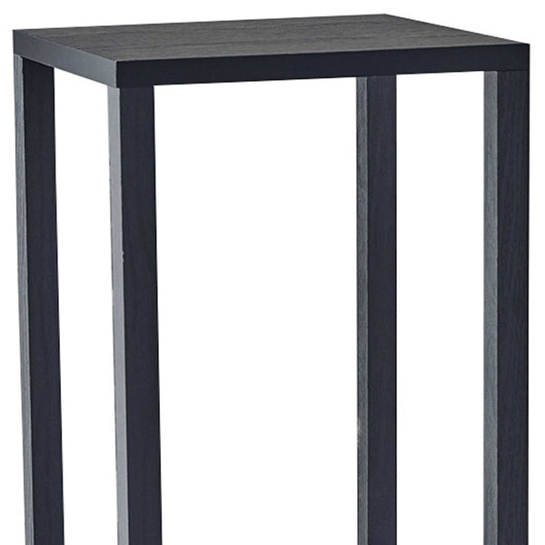 Homeroots 35" Black Solid Wood Square End Table With Two Shelves   372928