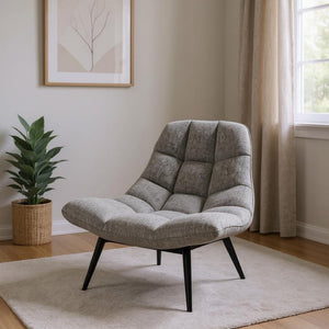 HomeRoots 40" Chic Gray Upholstered Tufted Butterfly Chair – Modern Design, Plush Comfort, Stylish Accent Piece Light Grey 372931