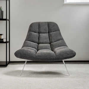 Homeroots 40" Gray And Silver Linen Tufted Lounge Chair Dark Grey  372932