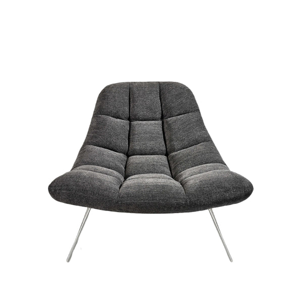 Homeroots 40" Gray And Silver Linen Tufted Lounge Chair Dark Grey  372932