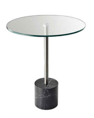 Homeroots 21" Silver And Clear Glass Round End Table Brushed Steel  372937