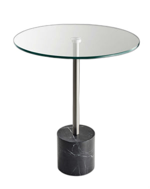 Homeroots 21" Silver And Clear Glass Round End Table Brushed Steel  372937
