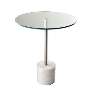 Homeroots 21" Silver And Clear Glass Round End Table Brushed Steel  372938