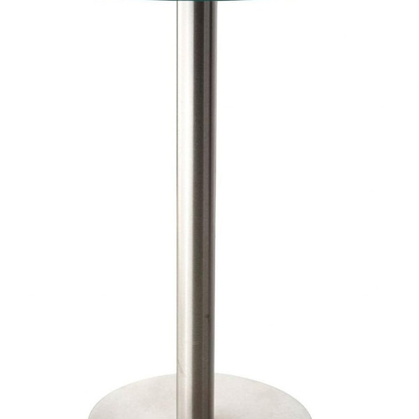 Homeroots 21" Silver And Clear Glass Round End Table Brushed Steel  372938