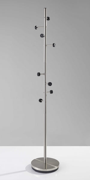 Homeroots 68" Brushed Steel Brushed Steel Coat Rack  Metal 372942