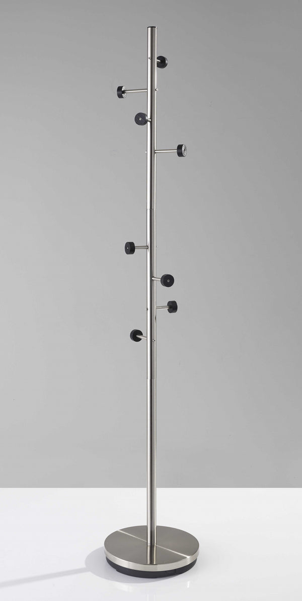 Homeroots 68" Brushed Steel Brushed Steel Coat Rack  Metal 372942