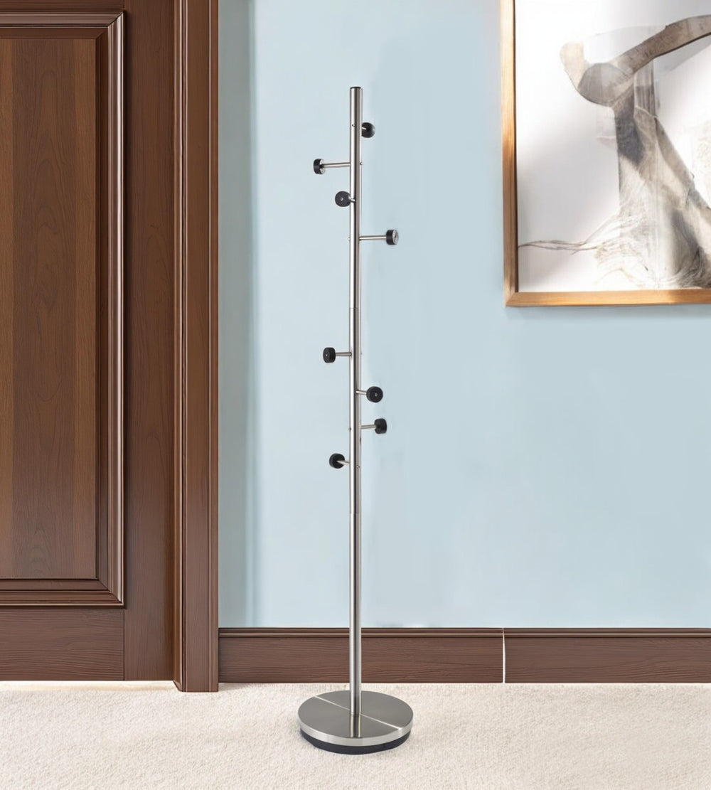 Homeroots 68" Brushed Steel Brushed Steel Coat Rack  Metal 372942