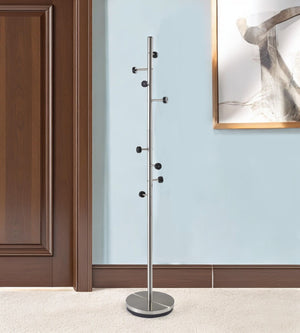 Homeroots 68" Brushed Steel Brushed Steel Coat Rack  Metal 372942