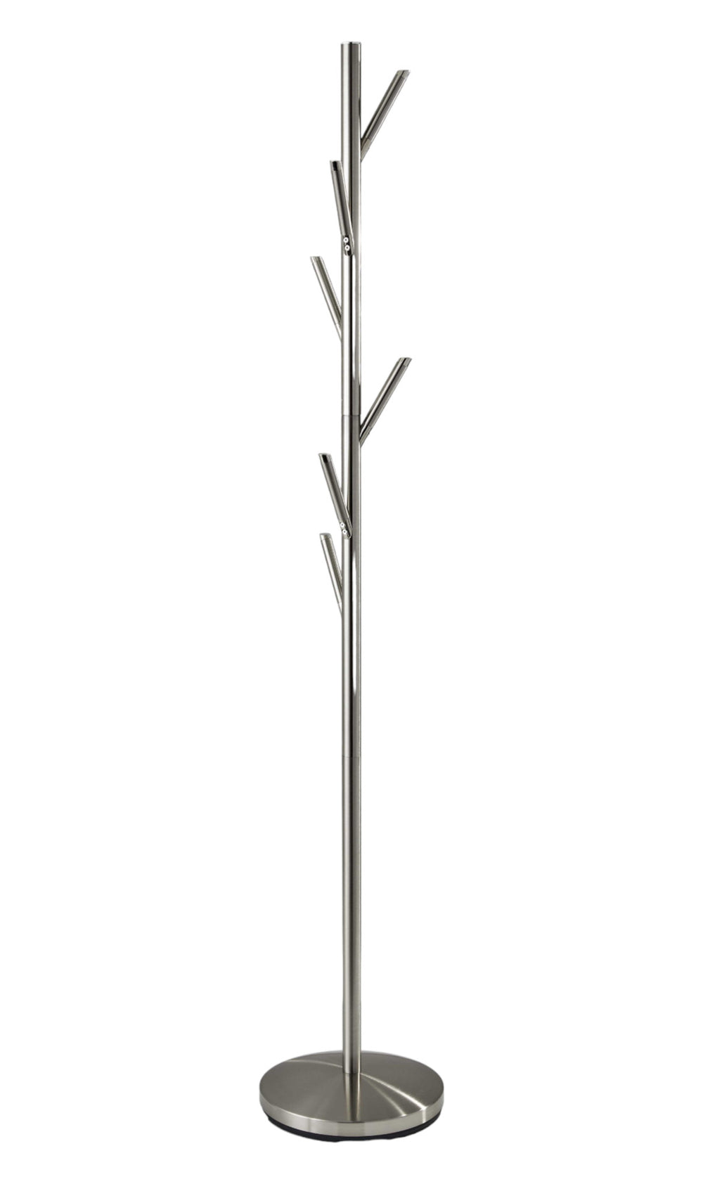 Homeroots 67" Brushed Steel Coat Tree Rack  Metal 372943