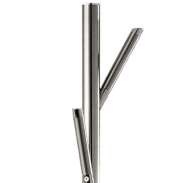 Homeroots 67" Brushed Steel Coat Tree Rack  Metal 372943