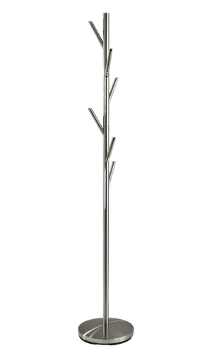 Homeroots 67" Brushed Steel Coat Tree Rack  Metal 372943