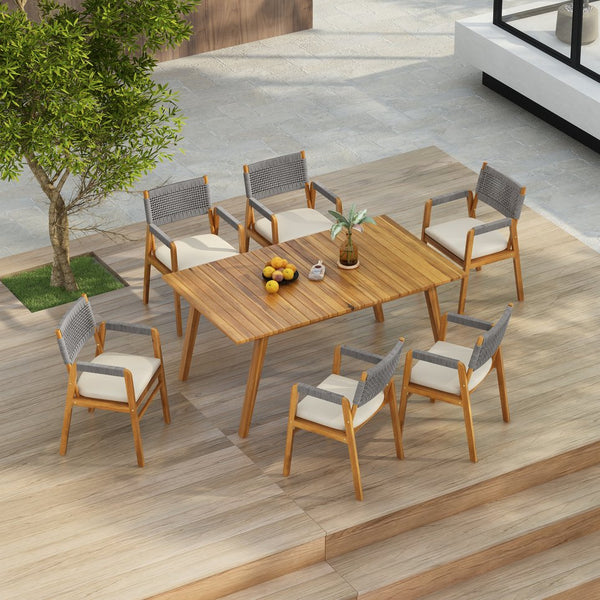 English Elm Christopher Knight Home® - Outdoor 7-Piece Acacia Dining Set With Grey Rope & Cushions - Stylish, Durable, Perfect For Entertaining N773P210139G6_60388.00