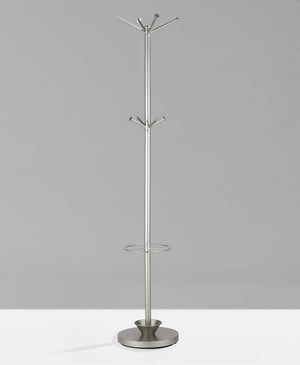 Homeroots 14" X 70" Champagne Powder Coated Steel Umbrella Stand Coat Rack  Powder Coated Steel 372946