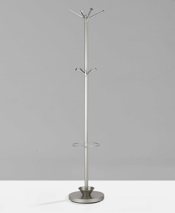 Homeroots 14" X 70" Champagne Powder Coated Steel Umbrella Stand Coat Rack  Powder Coated Steel 372946