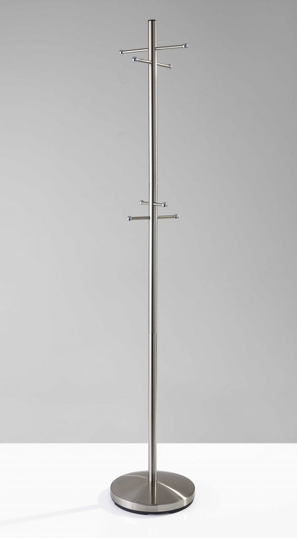 Homeroots 13" X 67" Brushed Steel Brushed Steel Coat Rack  Metal 372947