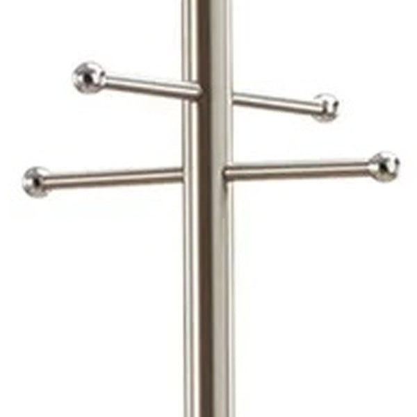 Homeroots 13" X 67" Brushed Steel Brushed Steel Coat Rack  Metal 372947