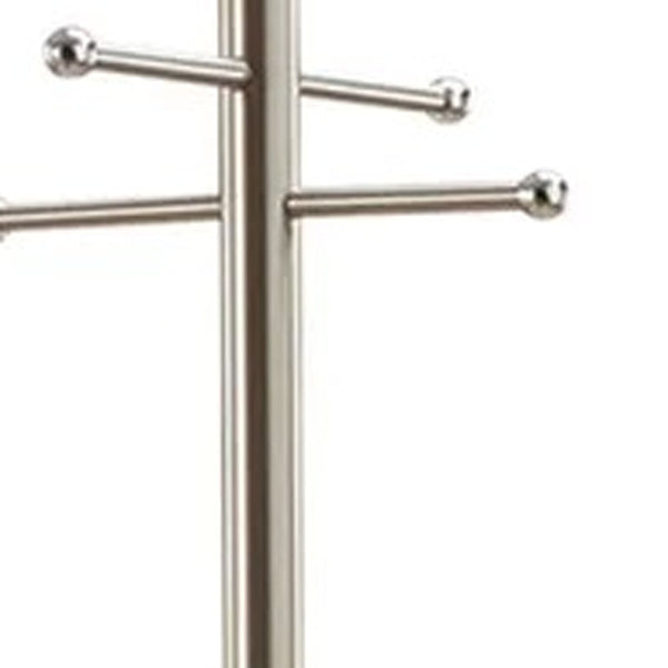 Homeroots 13" X 67" Brushed Steel Brushed Steel Coat Rack  Metal 372947