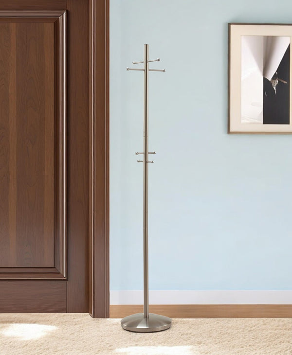 Homeroots 13" X 67" Brushed Steel Brushed Steel Coat Rack  Metal 372947