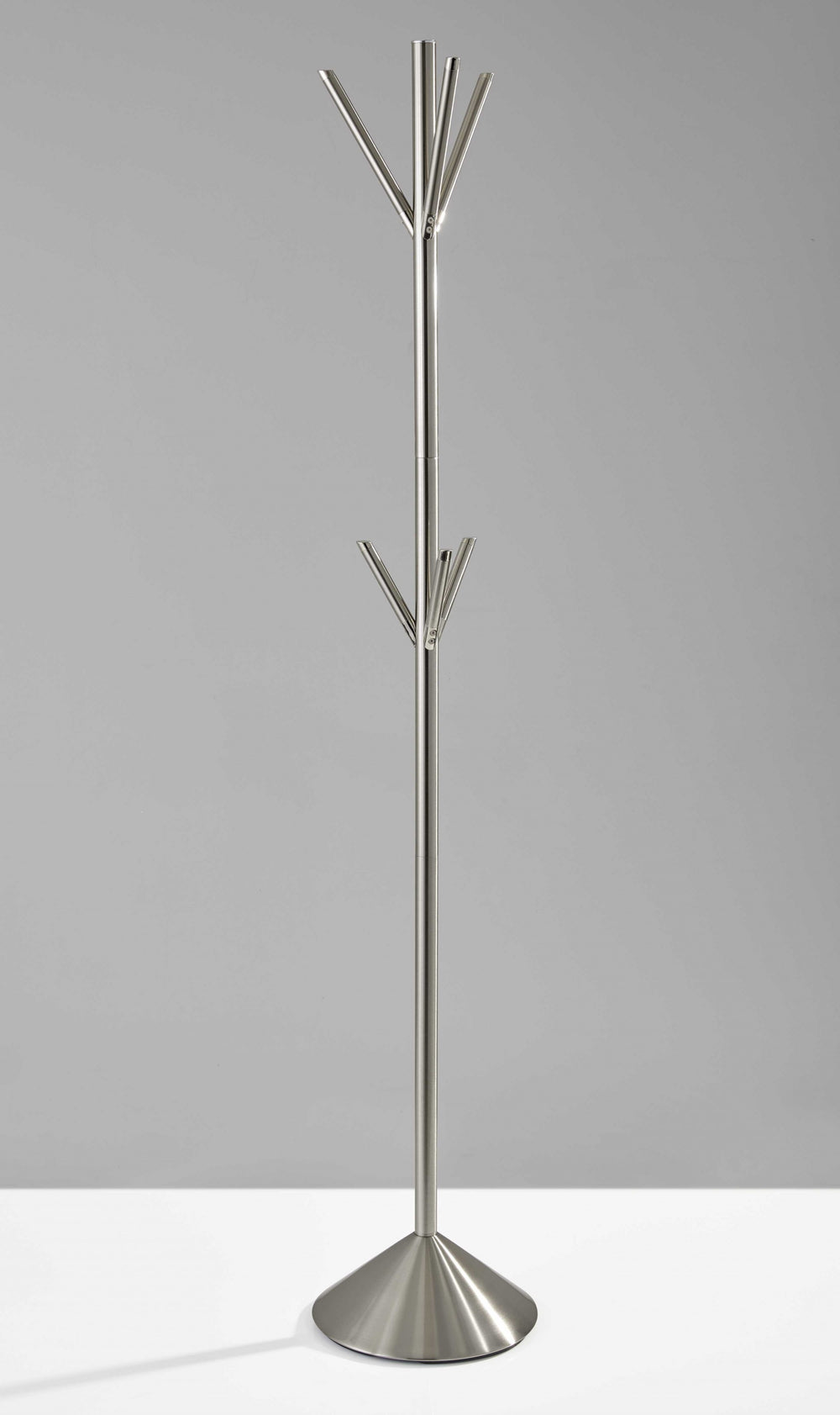 Homeroots 12" X 68" Brushed Steel Brushed Steel Pyramid Coat Rack  Metal 372948