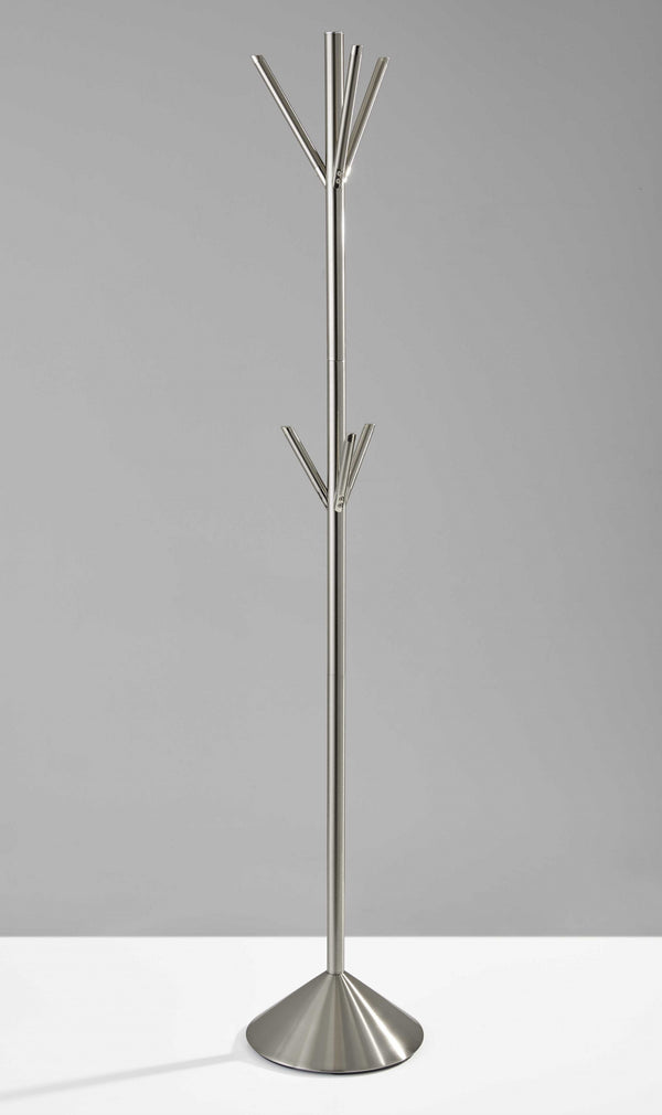 Homeroots 12" X 68" Brushed Steel Brushed Steel Pyramid Coat Rack  Metal 372948