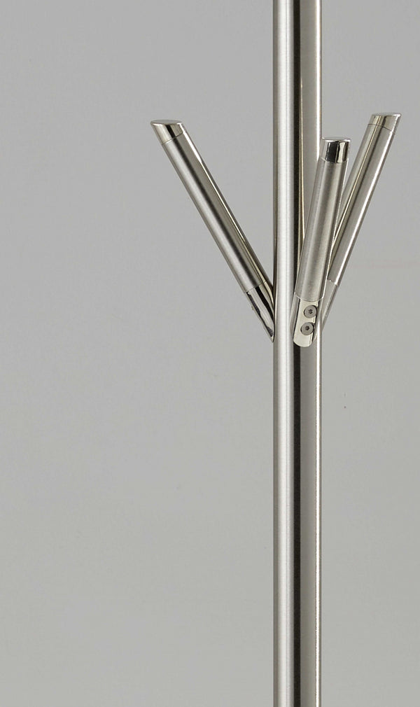 Homeroots 12" X 68" Brushed Steel Brushed Steel Pyramid Coat Rack  Metal 372948