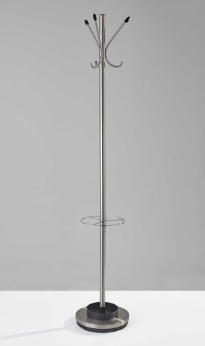 Homeroots 13" X 68" Brushed Steel Brushed Steel Stand  Coat Rack  Metal 372949