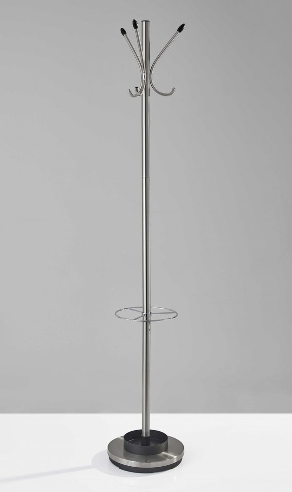 Homeroots 13" X 68" Brushed Steel Brushed Steel Stand  Coat Rack  Metal 372949