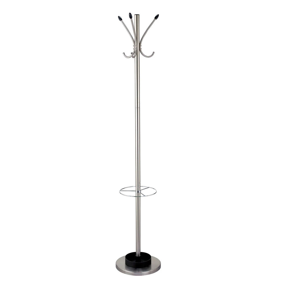 Homeroots 13" X 68" Brushed Steel Brushed Steel Stand  Coat Rack  Metal 372949