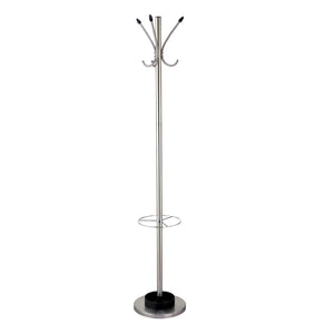 Homeroots 13" X 68" Brushed Steel Brushed Steel Stand  Coat Rack  Metal 372949