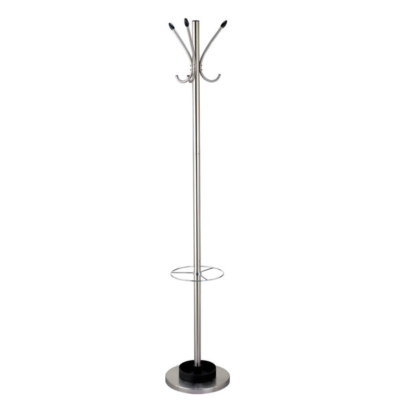Homeroots 13" X 68" Brushed Steel Brushed Steel Stand  Coat Rack  Metal 372949