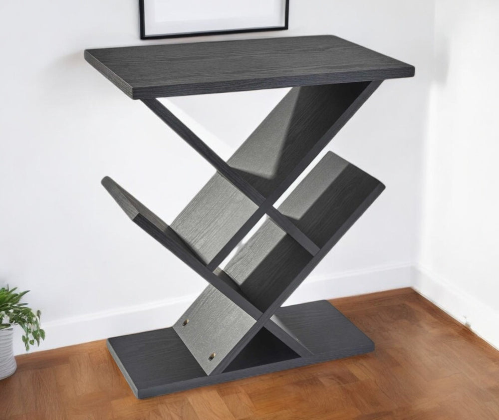 HomeRoots 19" Black Pedestal Console Table - Modern Solid Wood Design with Smart Storage for Any Space 372954