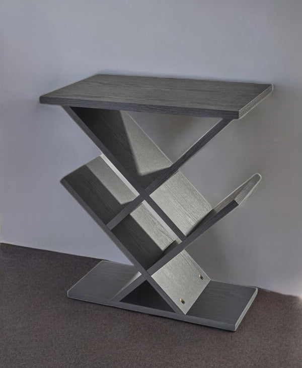 Homeroots 19" Black Solid Wood Pedestal Console Table   372954